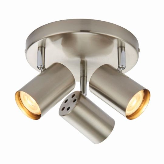 Saxby Arezzo 3Lt Round Satin 7W in Satin Chrome Effect & Chrome Effect Plate