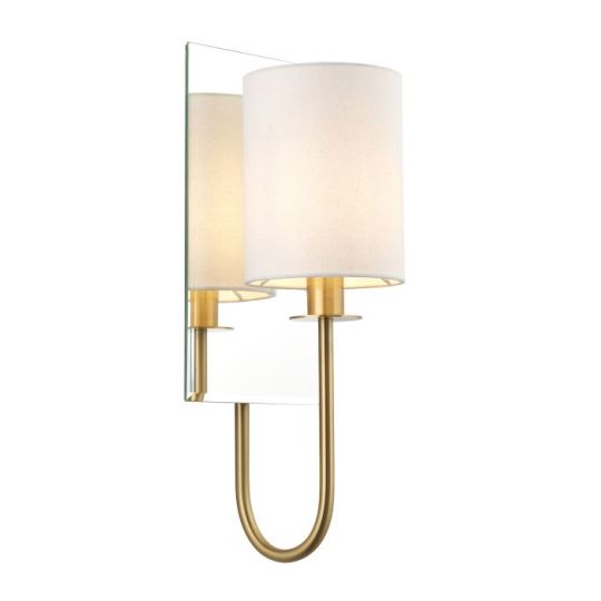 Blackstone Lumidore 1 lt 175mm x 430mm x 150mm Shade Wall Light Finished In Satin Brass Plate & Vintage White Fabric
