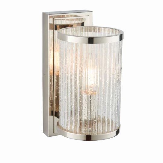 Easton Wall Light in Bright Nickel Plate Finish & Ribbed Bubble Glass Shade