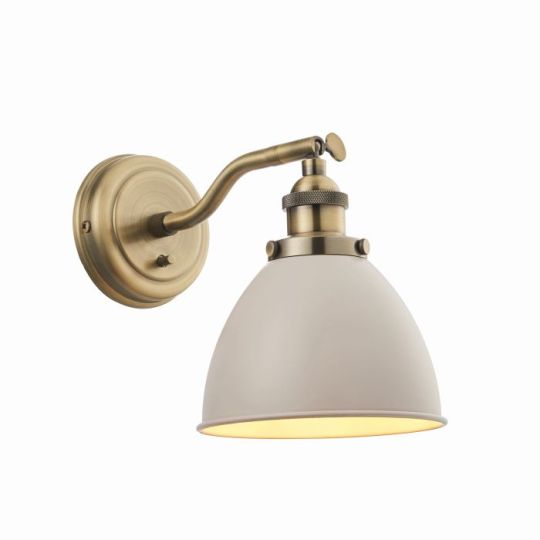 Endon Franklin 1lt Wall in Taupe & Antique Brass Plate