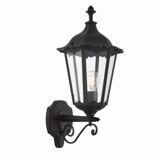 Endon Burford 1lt Wall in Matt Black & Clear Glass