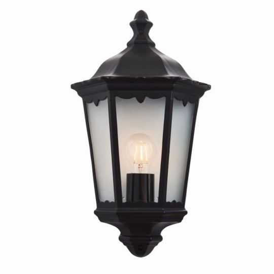 Endon Burford 1lt Wall in Matt Black & Clear Glass