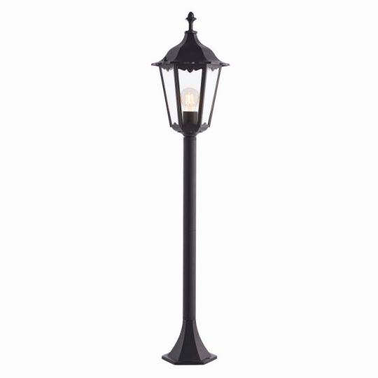 Endon Burford 1lt Floor in Matt Black & Clear Glass