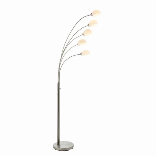 Endon Jaspa 5lt Floor in Satin Nickel Plate & White Glass