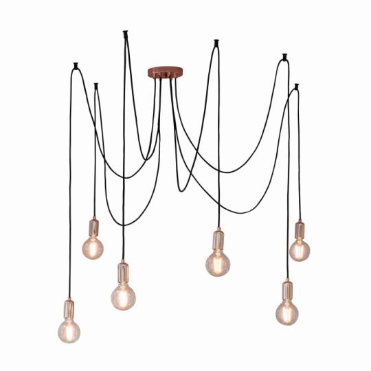 Studio 6 Light Pendant in Copper Plate Finish