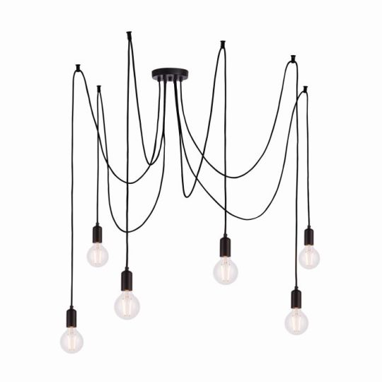Studio 6 Light Pendant in Matt Black Finish