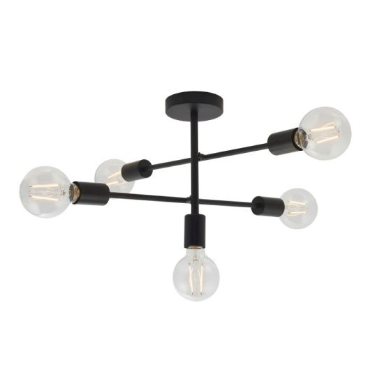 Studio 5 Light Semi Flush in Matt Black Finish