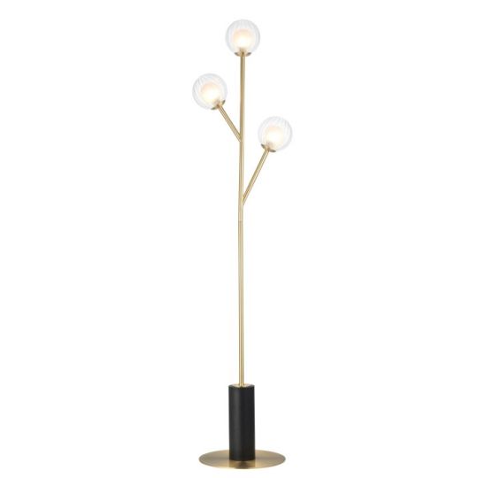 Blackstone Genesis 3 lt 1500mm x 340mm Complete Floor Light Finished In Satin Brass Plate & Clear/Frosted Glass