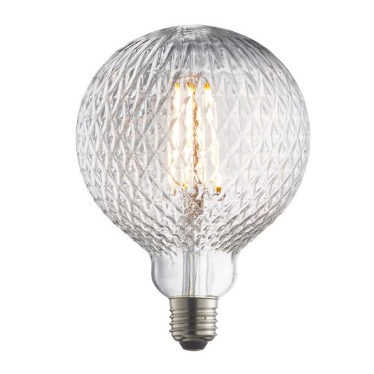 Facet E27 LED Filament 125mm Dia in Clear Glass Shade