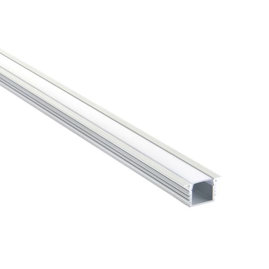 Saxby Rigel Recessed 2M Aluminium Profile/Extrusion Silver in Silver Anodised & Opal Pc