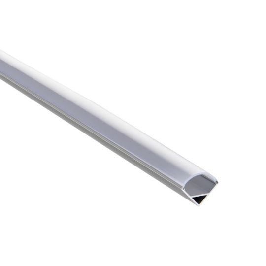Saxby Rigel Corner 2M Aluminium Profile/Extrusion Silver in Silver Anodised & Opal Pc
