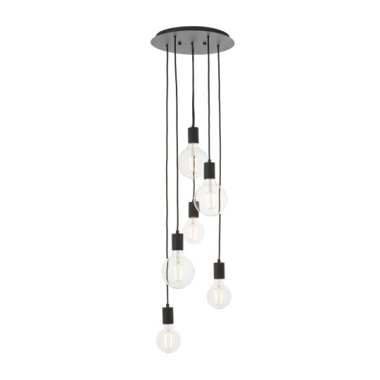 Studio 6 Light Pendant in Matt Black Finish