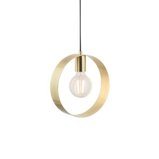 Endon Hoop 1lt Pendant in Brushed Brass Plate