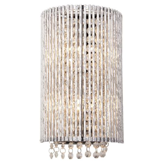 Galina 2 Light Wall Lamp in Chrome Plate Finish & Clear Crystal Shade