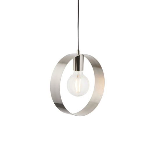 Endon Hoop 1lt Pendant in Brushed Nickel Plate