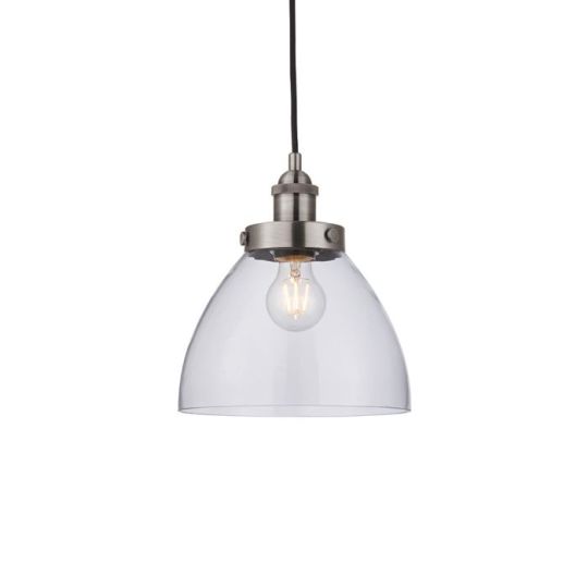 Hansen Pendant in Brushed Silver Paint Finish & Clear Glass Shade