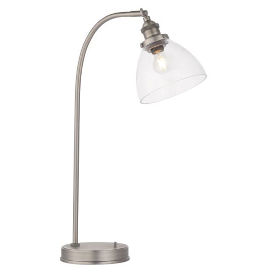 Endon Hansen 1lt Table in Brushed Silver Paint & Clear Glass
