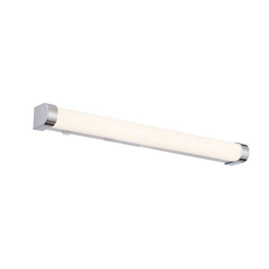 Saxby Moda 1Lt Wall Ip44 15W in White Ribbed & Chrome Effect Abs Plastic