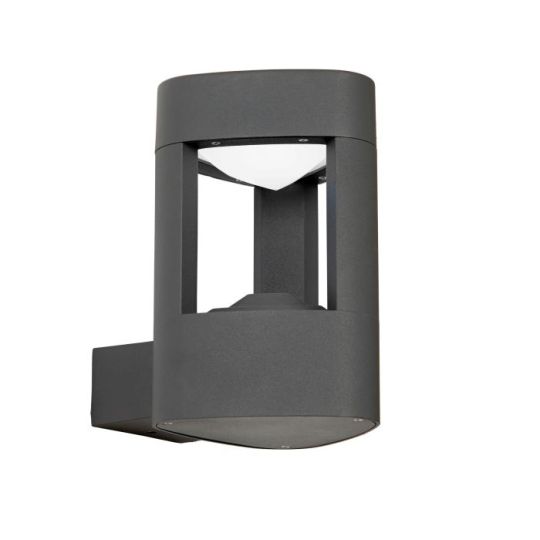Saxby Tribeca 1Lt Wall Ip54 8W in Textured Dark Grey Paint & Frosted Acrylic