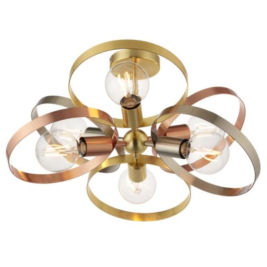 Endon Hoop 6lt Semi flush in Brushed Brass, Nickel & Copper Plate
