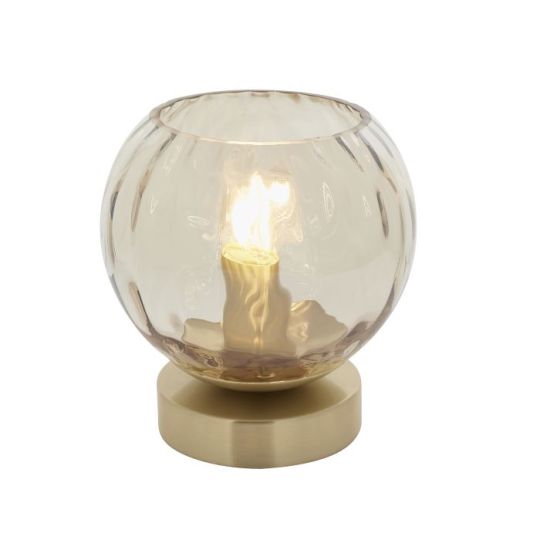 Endon Dimple 1lt Table in Satin Brass Plate & Champagne Lustre Glass
