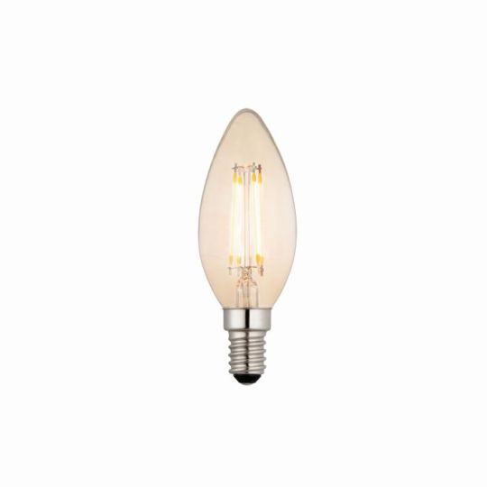 E14 LED Filament Candle in Amber Glass Shade