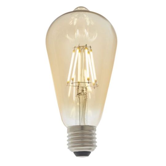 E27 LED Filament Pear in Amber Glass Shade