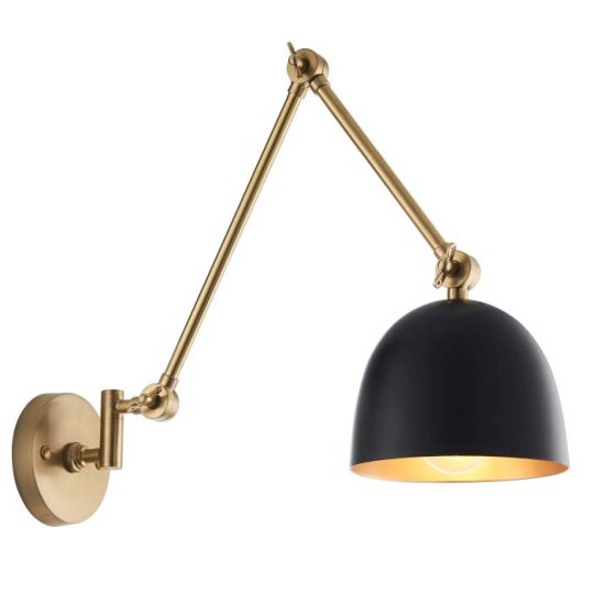 Endon Lehal 1lt Wall in Antique Solid Brass & Matt Black