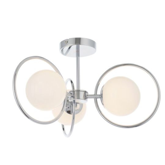 Endon Orb 3lt Semi flush in Chrome Plate & Opal Glass