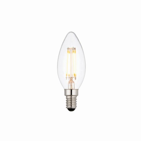 Saxby E14 Led Filament Candle 4W in Clear Glass & Bright Nickel Plate