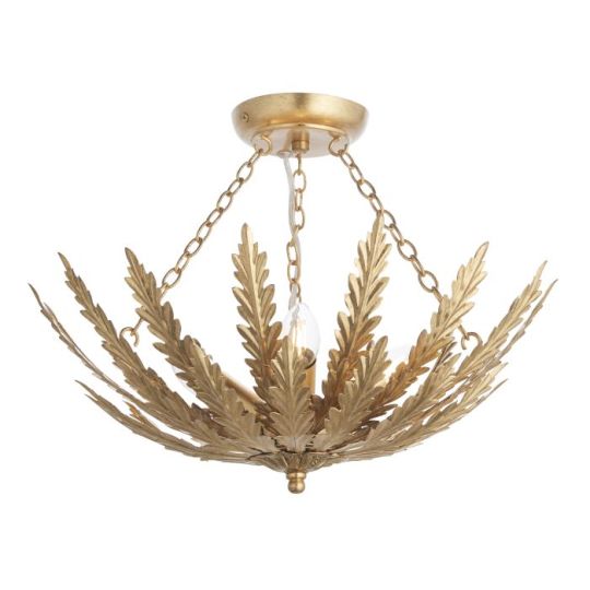 Delphine 3 Light Flush in Gold Leaf Finish