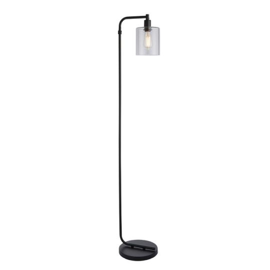 Toledo Floor Lamp in Matt Black & Clear Glass Shade