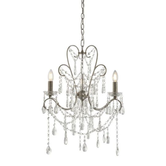 Berkley 3 Light Pendant in Aged Silver Paint & Clear Cut Glass Shade