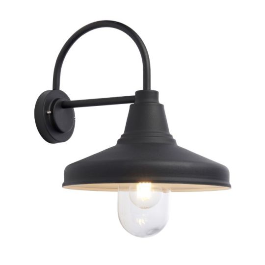 Farmhouse Wall Light in Textured Black Finish & Clear Glass Shade