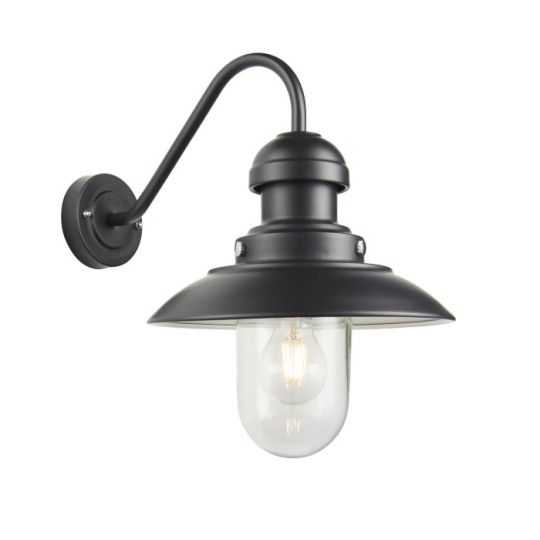 Hereford Wall Light in Matt Black Finish & Clear Glass Shade