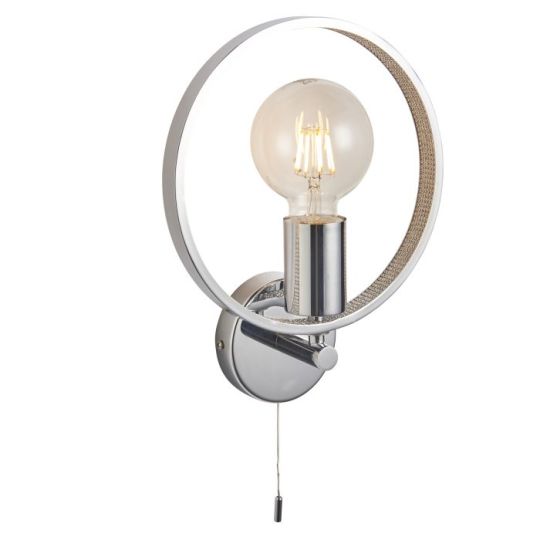 Merola Wall Light in Chrome Plate Finish & Clear Faceted Acrylic Shade