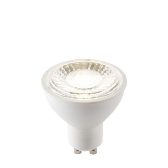 Gu10 LED SMD Dimmable 60 Degrees in Matt White Plastic Finish & Clear Prismatic Shade