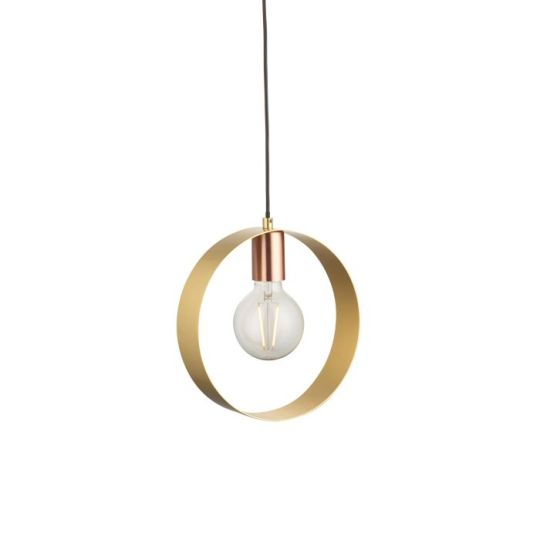 Endon Hoop 1lt Pendant in Brushed Brass, Nickel & Copper Plate