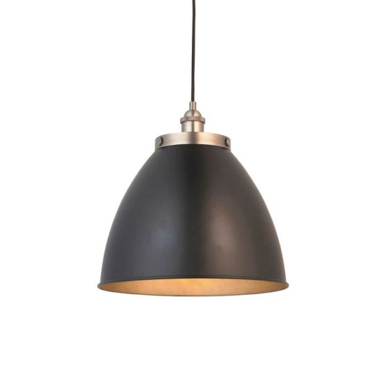 Franklin Large Pendant in Aged Pewter Plate Finish & Matt Black Paint Shade