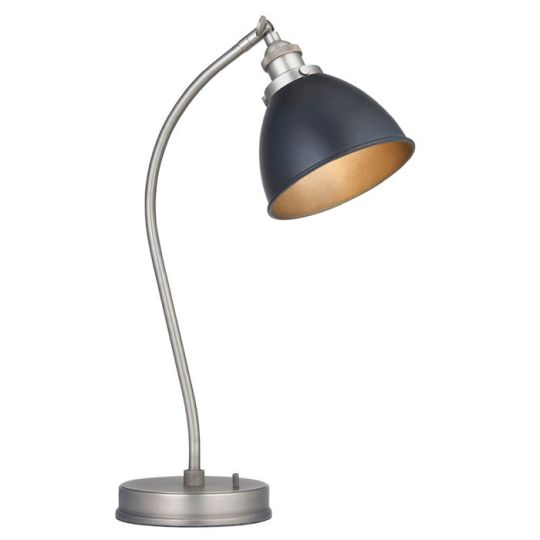 Franklin Task Table Lamp in Aged Pewter Plate Finish & Matt Black Paint Shade