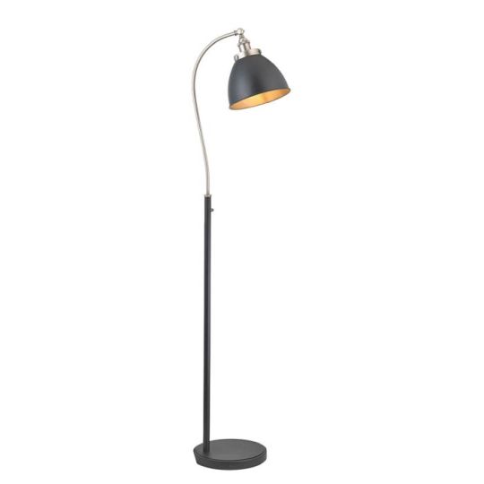 Franklin Task Floor Lamp in Aged Pewter Plate Finish & Matt Black Paint Shade