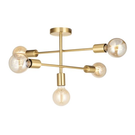 Studio 5 Light Semi Flush in Satin Brass Plate Finish
