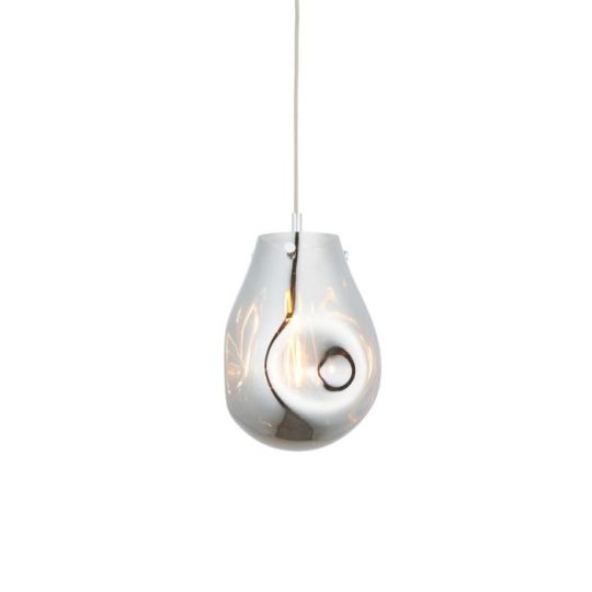 Blackstone Brillara 1 lt 465-1570mm x 220mm Single Pendant Light Finished In Chrome Metallic Glass & Chrome Plate