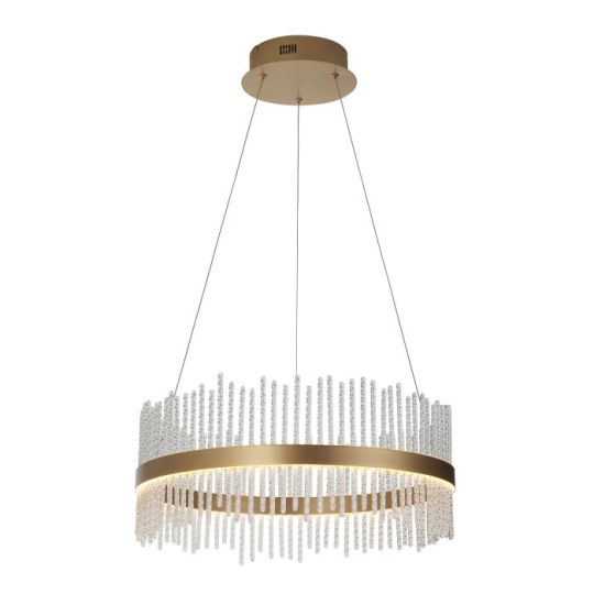Blackstone Zephyr 1 lt 350-1630mm x 510mm Single Pendant Light Finished In Brushed Gold Plated Finish & Clear Glass