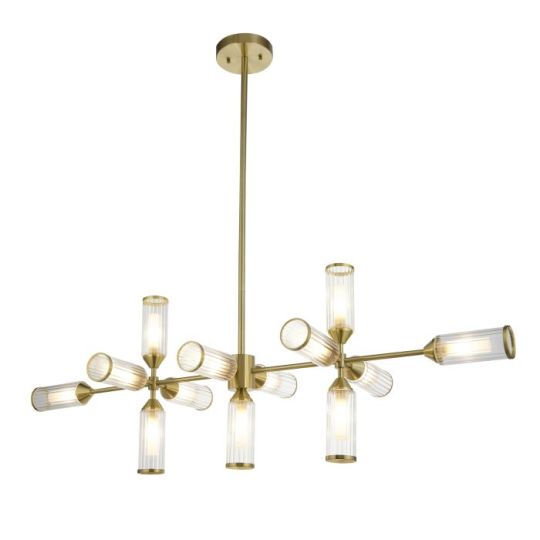 Blackstone Umbraflare 13 lt 565-1030mm x 1180mm x 426mm Bar Pendant Light Finished In Satin Brass Plate With Clear & Frosted Glass
