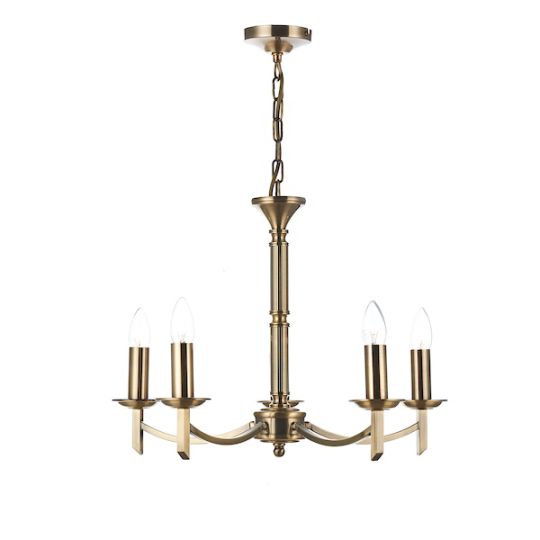 Dar Ambassador 5 Light Dual Mount Pendant Antique Brass