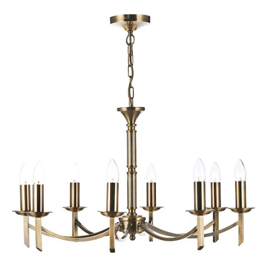 Dar Ambassador 8 Light Dual Mount Pendant Antique Brass