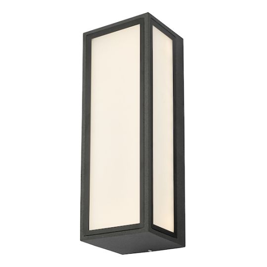 Dar Arham Outdoor Wall Light Matt Grey Frosted Glass IP65 LED
