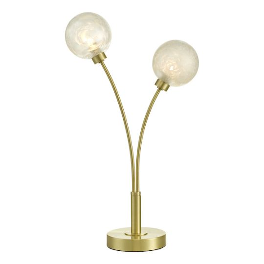 Dar Avari 2 Light Table Lamp Satin Brass Glass