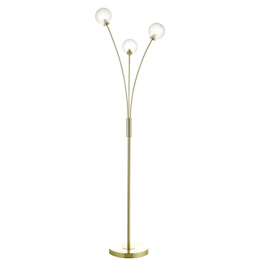 Dar Avari 3 Light Floor Lamp Satin Brass Glass